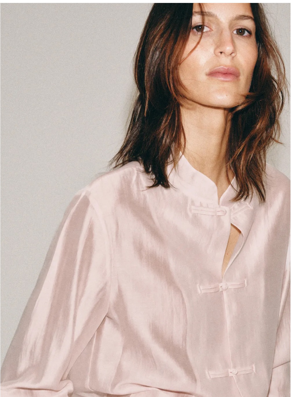 Zara Satin Effect Frog Clasp Shirt Zw Collection